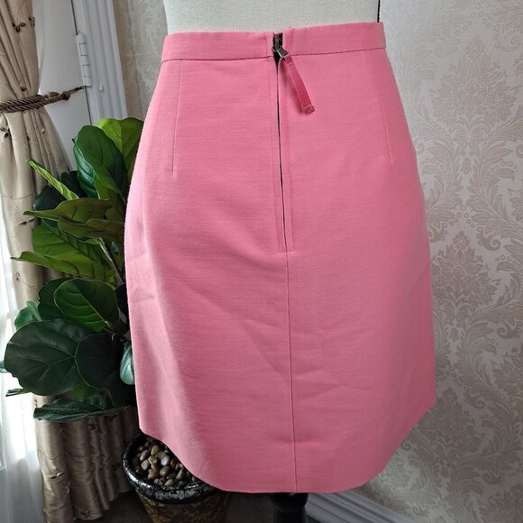 J Crew Collection Size 4 Coral/Pink Mini Skirt Wool/Silk Blend Back Zip EUC - Picture 5 of 9